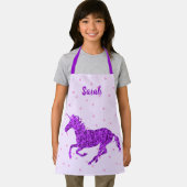 Paarse Unicorn Girls Kitchen Schort (Insitu)