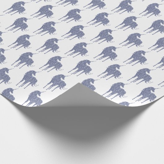 Paarse Unicorn Glitter Cadeaupapier (Hoek)