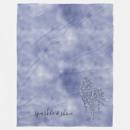 Paarse Unicorn Glitter gepersonaliseerd Fleece Deken (Voorkant)