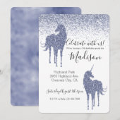 Paarse Unicorn Glitter Kaart (Voorkant / Achterkant)