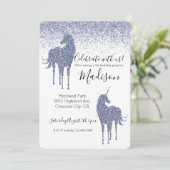 Paarse Unicorn Glitter Kaart (Staand voorkant)