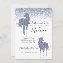 Paarse Unicorn Glitter Kaart