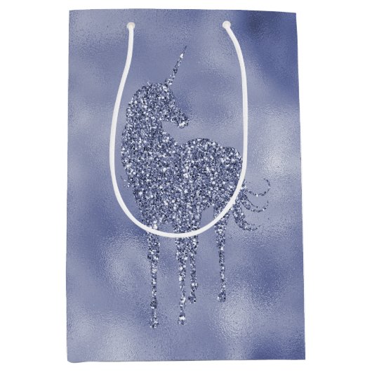 Paarse Unicorn Glitter Medium Cadeauzakje (Voorkant)