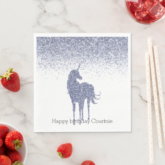 Paarse Unicorn Glitter Servet (Insitu)