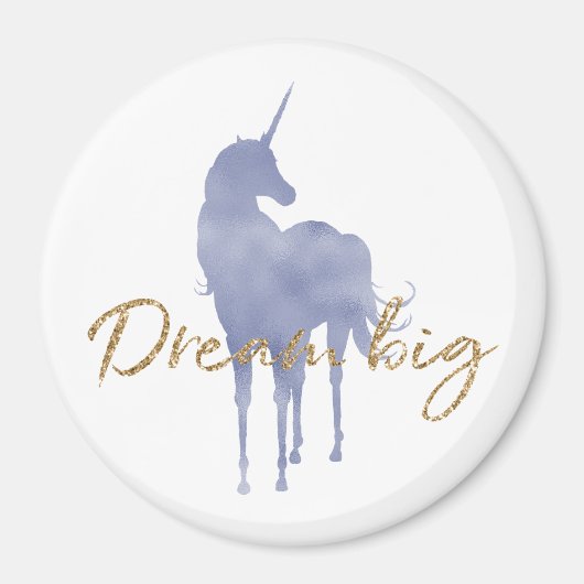 Paarse Unicorn Gold Glitter Dream Big Sparkle Magneet (Voorkant)