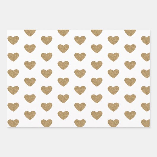Paarse Unicorn Gold Glitter Heart Inpakpapier Vel (Voorkant 3)