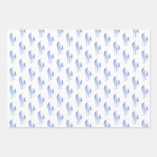 Paarse Unicorn Gold Glitter Heart Inpakpapier Vel (Voorkant)