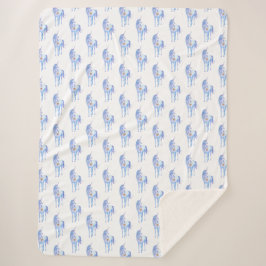 Paarse Unicorn Gold Glitter Heart Sherpa Deken