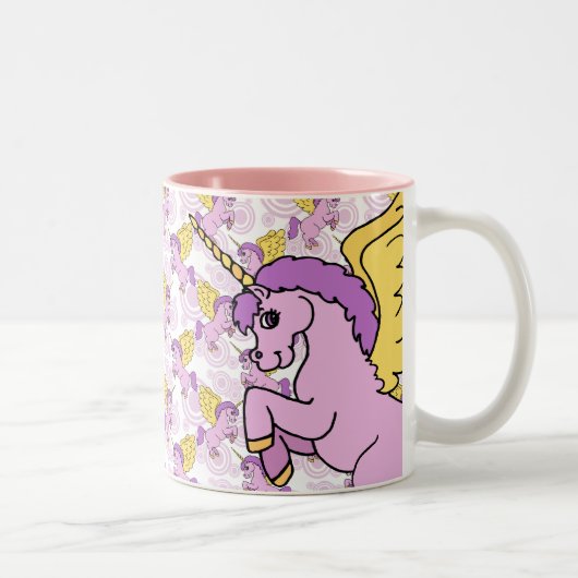 Paarse Unicorn Graphic Tweekleurige Koffiemok (Rechts)