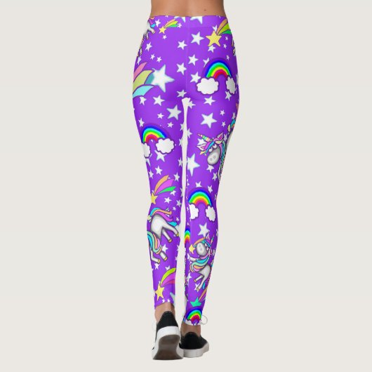 Paarse Unicorn-Leggings Leggings (Achterkant)