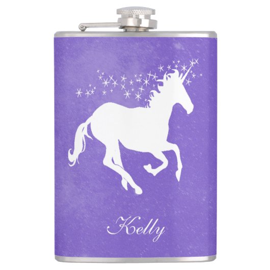 Paarse Unicorn maatkolf Heupfles (Voorkant)