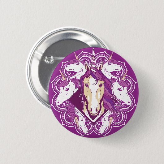 Paarse Unicorn Mandala Ronde Button 5,7 Cm (Voorkant /achterkant)