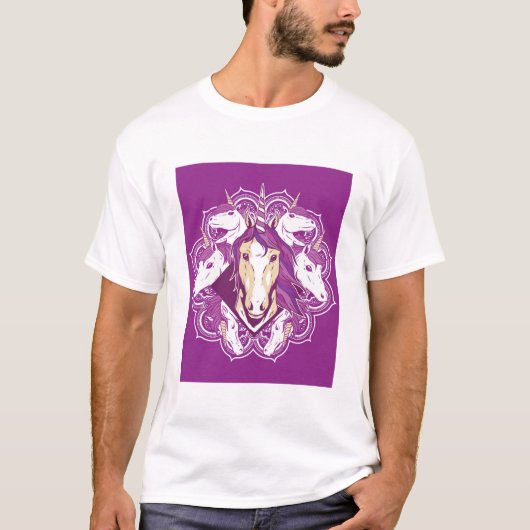 Paarse Unicorn Mandala T-shirt (Voorkant)