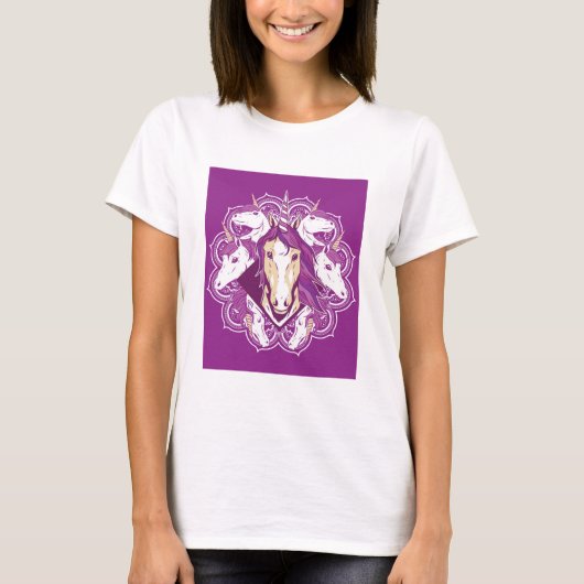 Paarse Unicorn Mandala T-shirt (Voorkant)