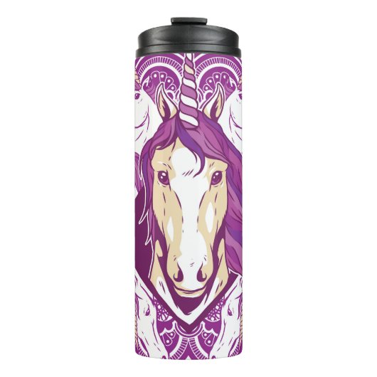Paarse Unicorn Mandala Thermosbeker (Voorkant)