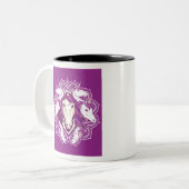 Paarse Unicorn Mandala Tweekleurige Koffiemok (Voorkant links)