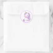 Paarse Unicorn met Paars Lijst Ronde Sticker (Tas)