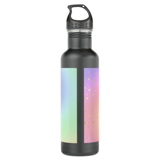 Paarse Unicorn op pasteelregenboog en sterren Waterfles (Achterkant)