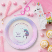 Paarse unicorn pasteelholografische sterijslas papieren bordje (Feest)