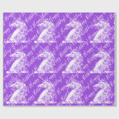 Paarse unicorn Pattern Happy Birthday Text Cadeaupapier (Vlak)