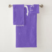 Paarse Unicorn persoonlijke dodenset Bad Handdoek (Insitu)