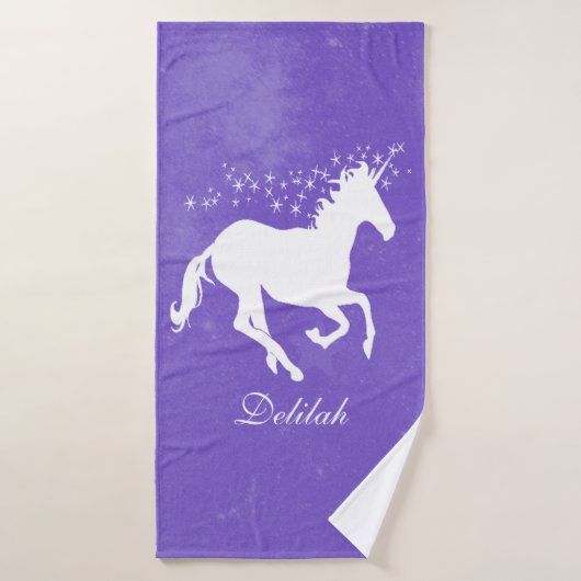 Paarse Unicorn persoonlijke dodenset Bad Handdoek (Badhanddoek)