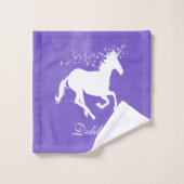 Paarse Unicorn persoonlijke dodenset Bad Handdoek (Wasdoekje)