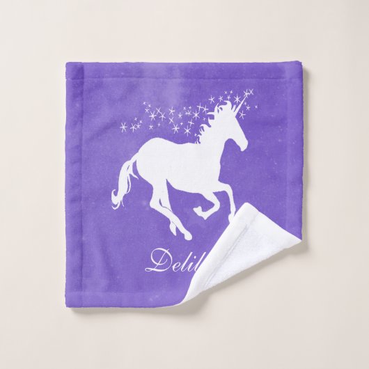 Paarse Unicorn persoonlijke dodenset Bad Handdoek (Wasdoekje)