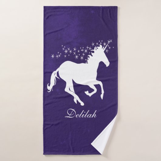 Paarse Unicorn persoonlijke dodenset Bad Handdoek (Badhanddoek)