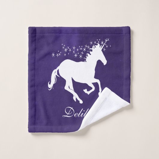 Paarse Unicorn persoonlijke dodenset Bad Handdoek (Wasdoekje)