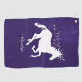 Paarse Unicorn Persoonlijke Golfhanddoek (Horizontaal)