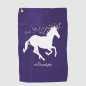 Paarse Unicorn Persoonlijke Golfhanddoek (Voorkant)
