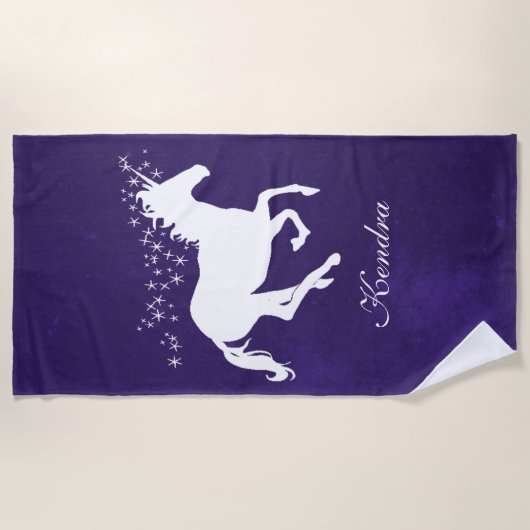 Paarse Unicorn Persoonlijke Handdoek (Voorkant)