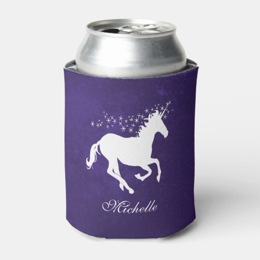Paarse Unicorn Persoonlijke Koelbox Blikjeskoeler (Blikje Voorkant)