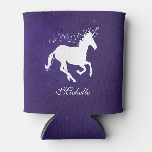 Paarse Unicorn Persoonlijke Koelbox Blikjeskoeler (Voorkant)