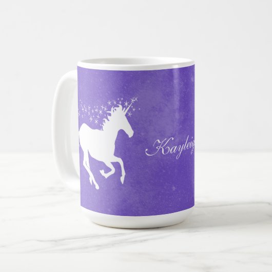 Paarse Unicorn persoonlijke koffie-Mok Koffiemok (Voorkant links)