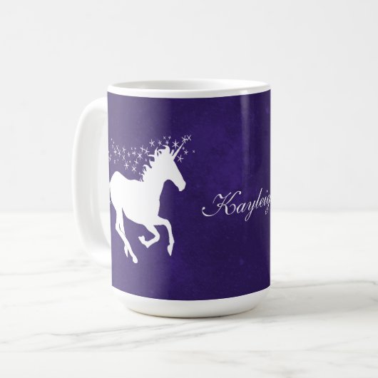 Paarse Unicorn persoonlijke koffie-Mok Koffiemok (Voorkant links)