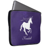 Paarse Unicorn persoonlijke laptophoes Laptop Sleeve (Voorkant Rechts)