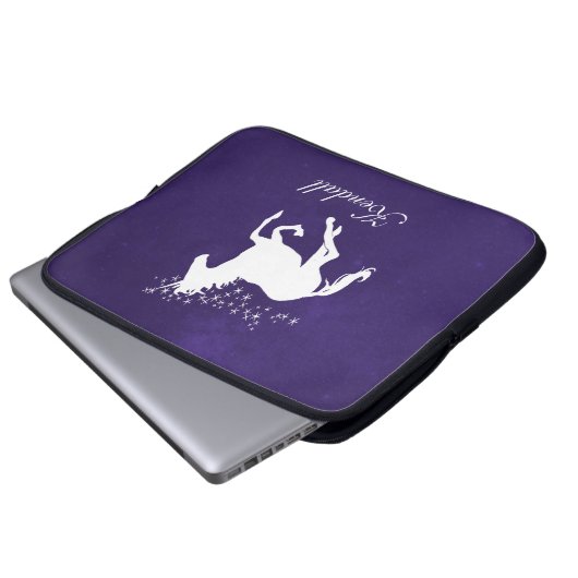 Paarse Unicorn persoonlijke laptophoes Laptop Sleeve (Voorkant onderkant)
