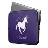 Paarse Unicorn persoonlijke laptophoes Laptop Sleeve (Voorkant Links)