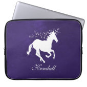 Paarse Unicorn persoonlijke laptophoes Laptop Sleeve (Voorkant)