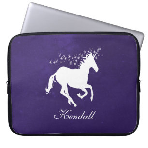 Paarse Unicorn persoonlijke laptophoes Laptop Sleeve