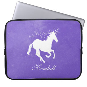 Paarse Unicorn persoonlijke laptophoes Laptop Sleeve