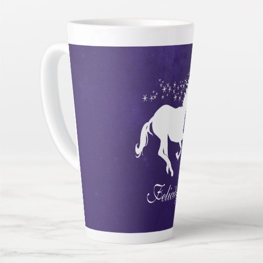 Paarse Unicorn persoonlijke latte Mok (Linkerhoek)