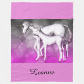 Paarse Unicorn Persoonlijke Vleekbank Fleece Deken (Voorkant)