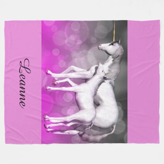 Paarse Unicorn Persoonlijke Vleekbank Fleece Deken (Voorkant (Horizontaal))