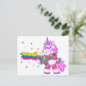 Paarse Unicorn - Pistool Briefkaart (Staand voorkant)