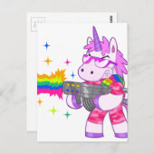 Paarse Unicorn - Pistool Briefkaart (Voorkant / Achterkant)