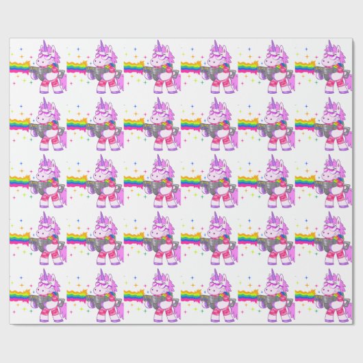 Paarse Unicorn - Pistool Cadeaupapier (Vlak)