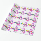 Paarse Unicorn - Pistool Cadeaupapier (Uitgerold)